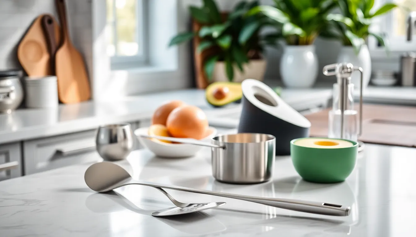a modern kitchen displaying various utensils and innovative gadgets.