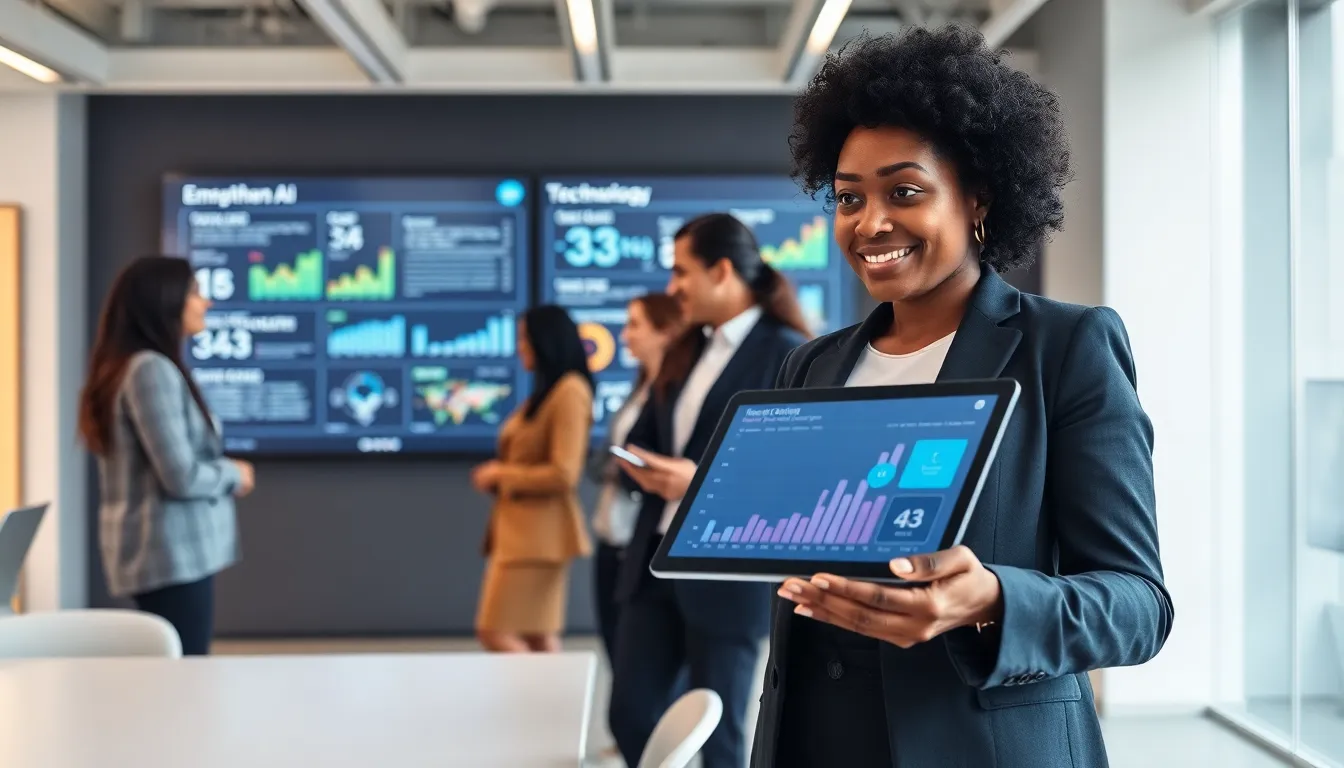 diverse team discussing emerging technologies in a modern office.